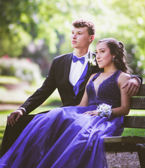 A couple going to a prom party