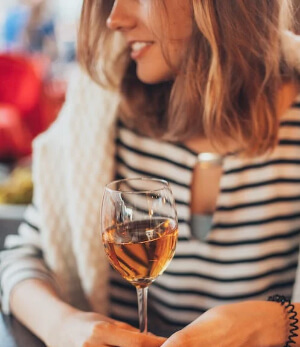 A woman wine tasting