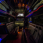 Inside a Lansing limo bus with entertainment features