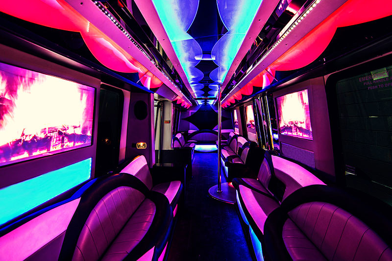 Spacious party bus interior